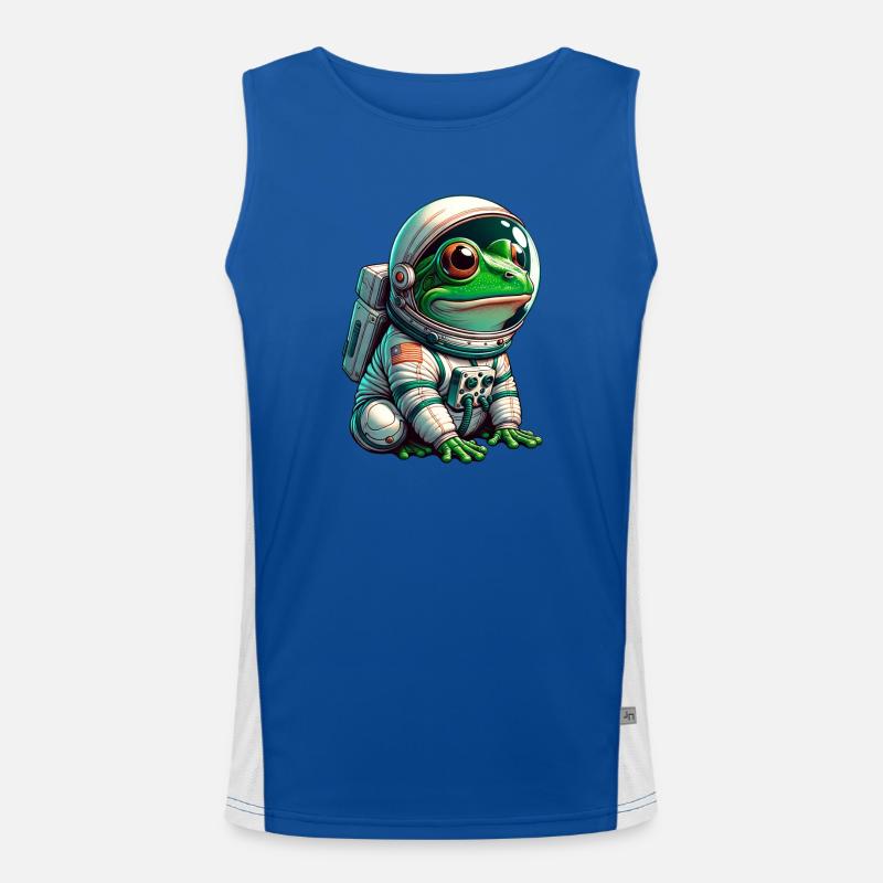 Frog astronaut in space - Men's Functional Contrast Tank Top  - royal/white