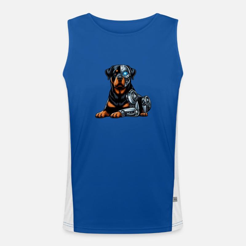 Rottweiler Cyborg Robot Space - Men's Functional Contrast Tank Top  - royal/white