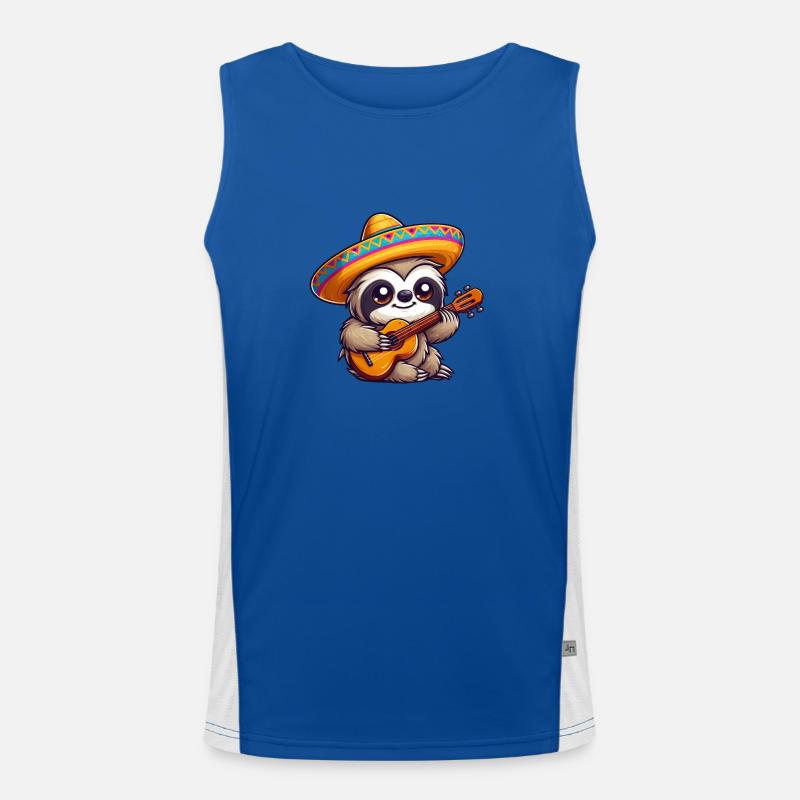 Cinco de Mayo Sloth Mariachi - Men's Functional Contrast Tank Top  - royal/white
