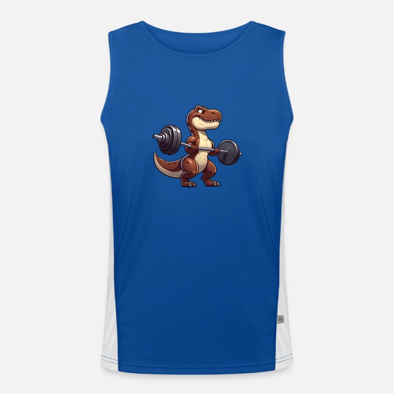 T-Rex mit Hantel Workout Design Funktionelles Kontrast-Tank Top für Männer 