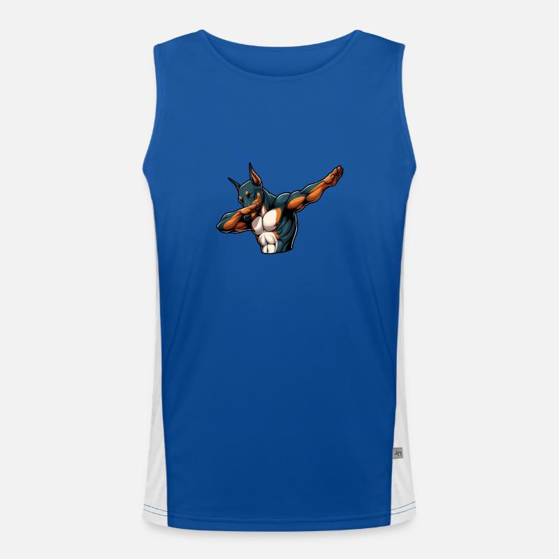 Cooler Dobermann Dabbing Comic Funktionelles Kontrast-Tank Top für Männer 