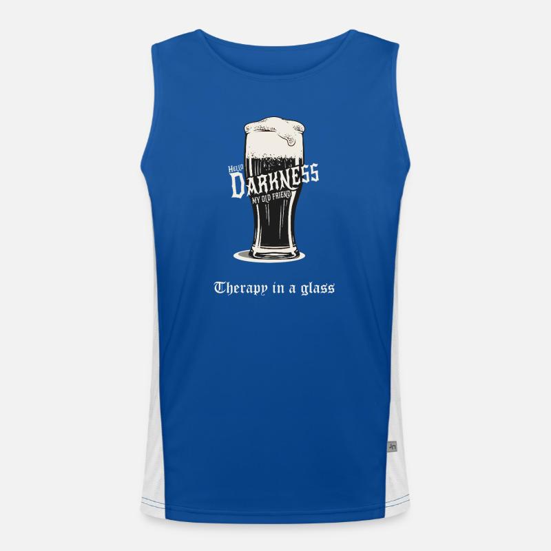 Hej Mørke – Terapi i et glas - Funktionel kontrast tanktop til herrer - kongeblå/hvid