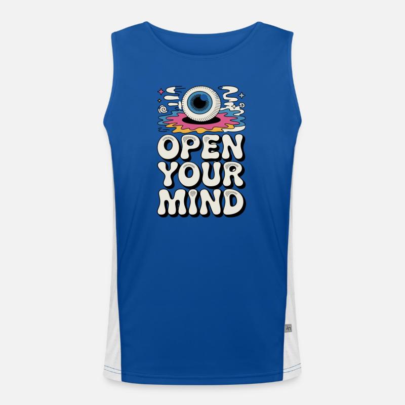 Open Your Mind Psychedelic Eye Retro Hippie Men's Functional Contrast Tank Top 