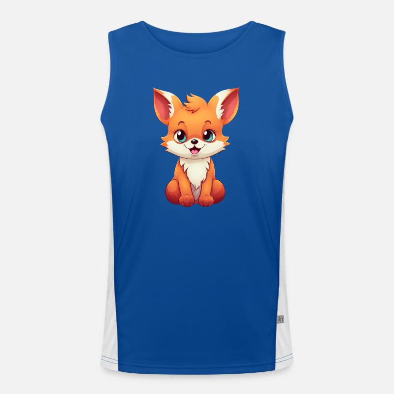 Süßer Comic Rotfuchs: Entspanntes Sitzen Funktionelles Kontrast-Tank Top für Männer 