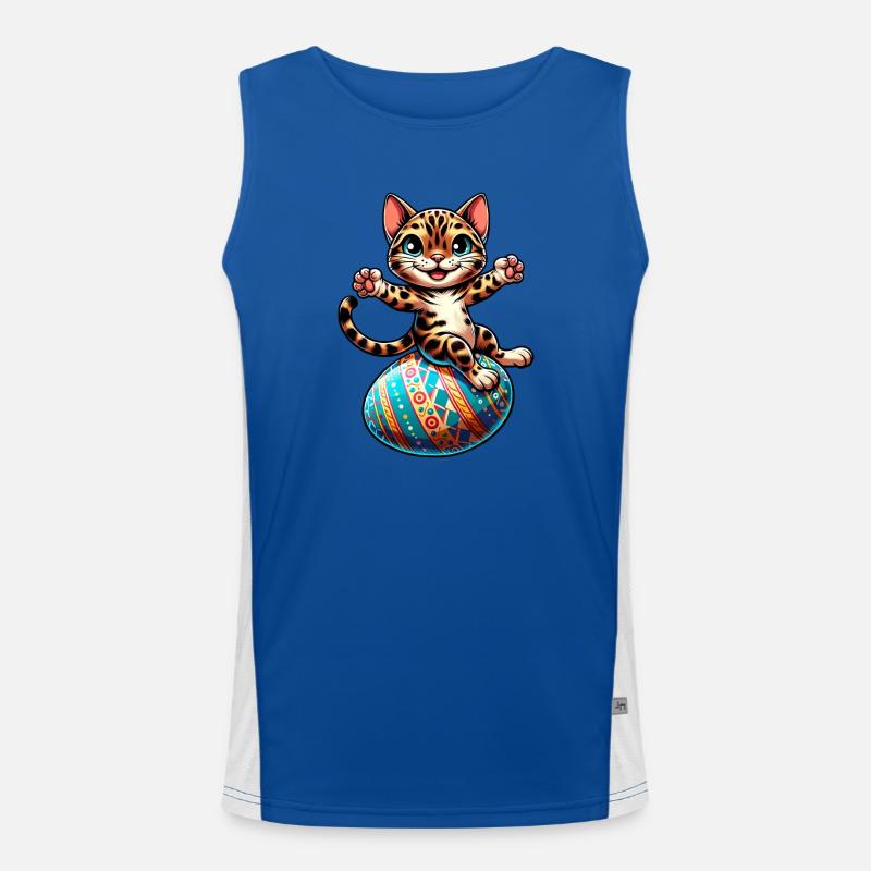 Bengalkatze Tanzendes Osterei Funktionelles Kontrast-Tank Top für Männer 