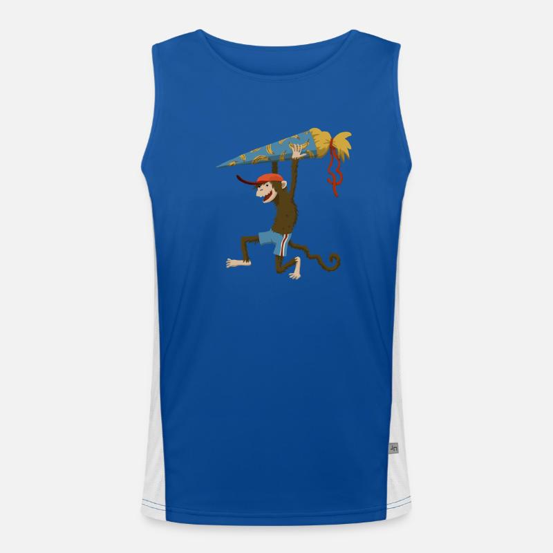 Affe mit Schultüte Funktionelles Kontrast-Tank Top für Männer 