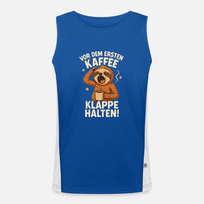 Shut up before the first coffee! Men's Functional Contrast Tank Top 