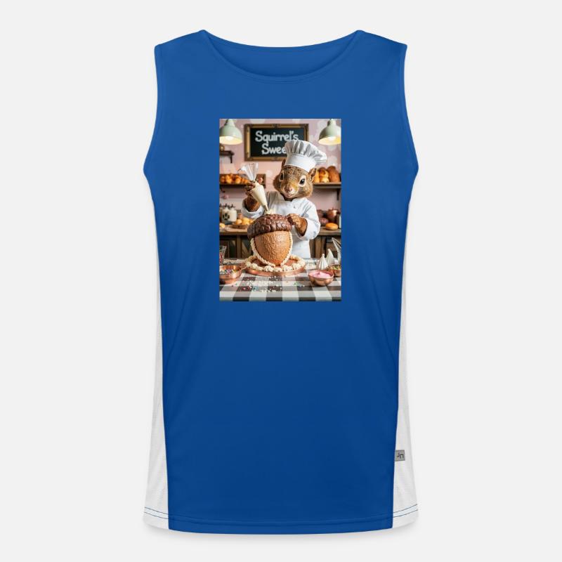 Humanoid Squirrel Chef with Chocolate Cake Men's Functional Contrast Tank Top 
