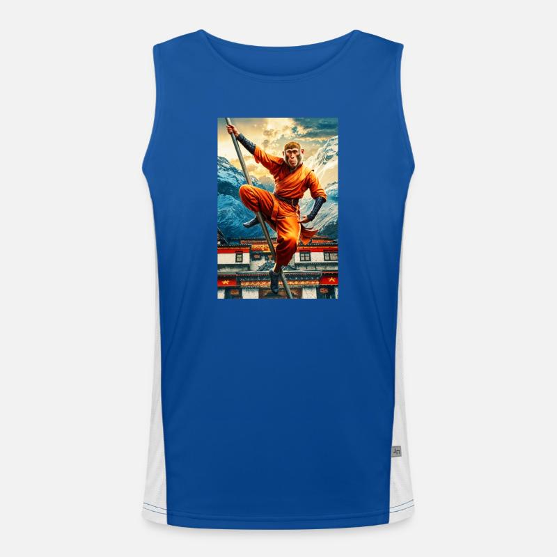 Humanoider Affe Shaolin Mönch Funktionelles Kontrast-Tank Top für Männer 