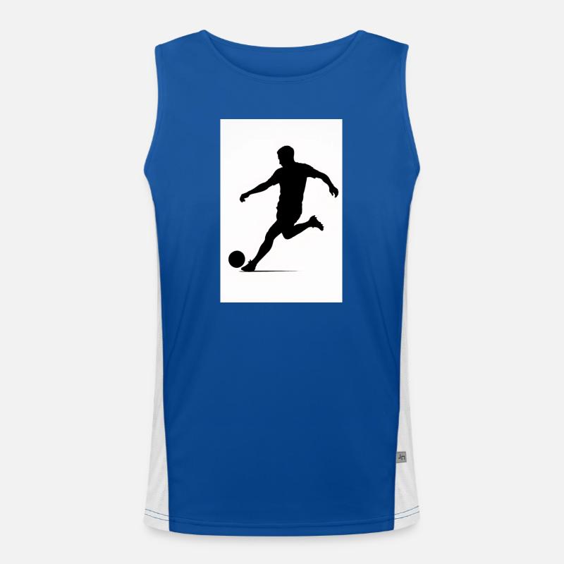Fußball-Silhouette in Bewegung Funktionelles Kontrast-Tank Top für Männer 