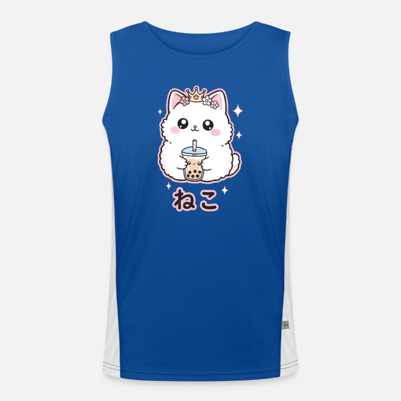Katzenkönigin mit Bubble Tea Funktionelles Kontrast-Tank Top für Männer 