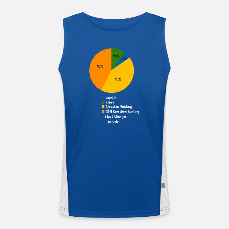 Funny Crossbow Hunting Pie Chart Hunter Gift Men's Functional Contrast Tank Top 