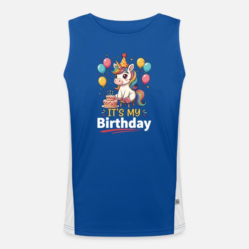 Süßes Einhorn It's my Birthday Geburtstag Funktionelles Kontrast-Tank Top für Männer 