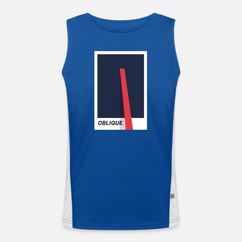 Oblique. Modern Typography Statement - Men's Functional Contrast Tank Top - royal/white