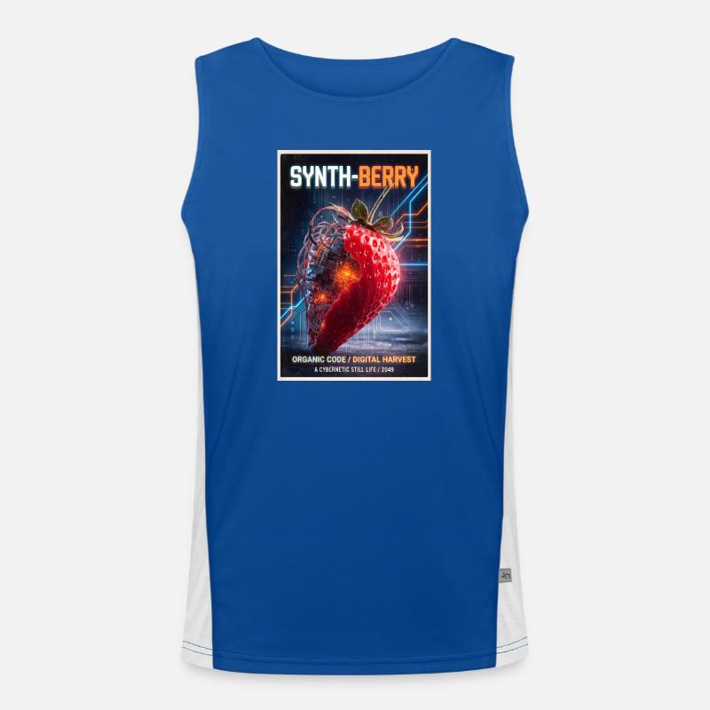 Synth-Beere: Kybernetische Erdbeere Funktionelles Kontrast-Tank Top für Männer 