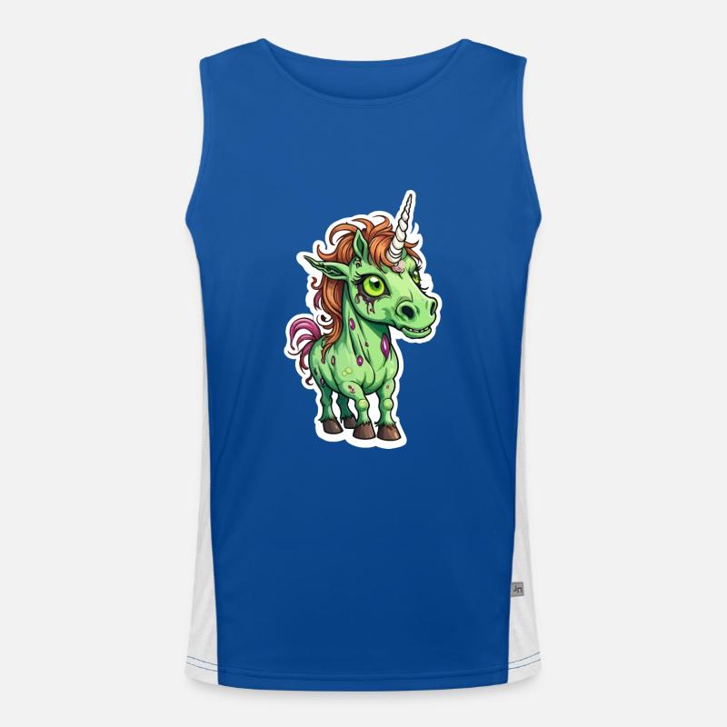 Zombie Einhorn Illustration Funktionelles Kontrast-Tank Top für Männer 