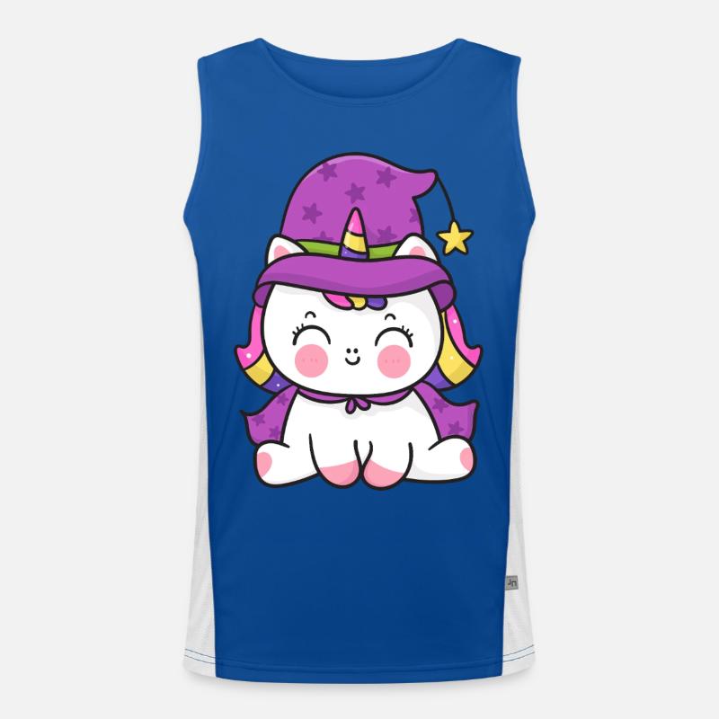 Wizard Kitten Unicorn - Men's Functional Contrast Tank Top - royal/white