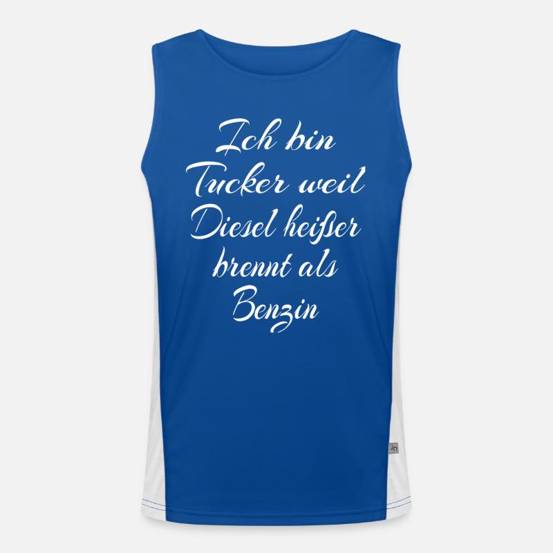 Ich bin Trucker weil Diesel heißer brennt als..... Funktionelles Kontrast-Tank Top für Männer 