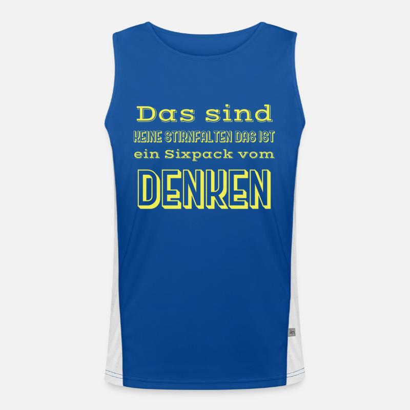 Funny Sayings Sixpack - Men's Functional Contrast Tank Top  - royal/white