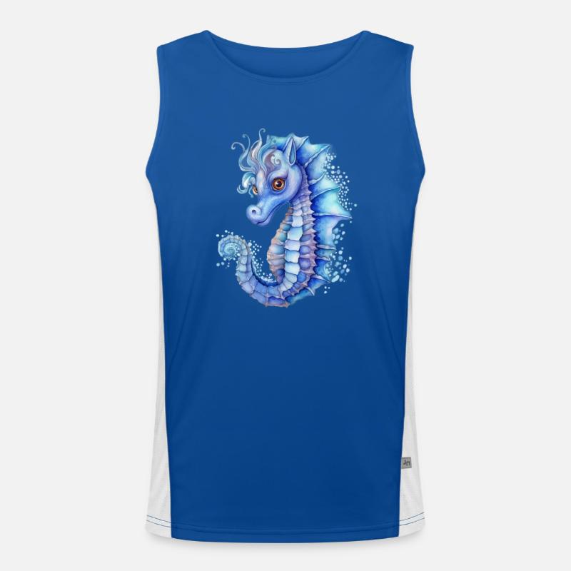 Hippocampe bleu Débardeur respirant contrasté Homme 