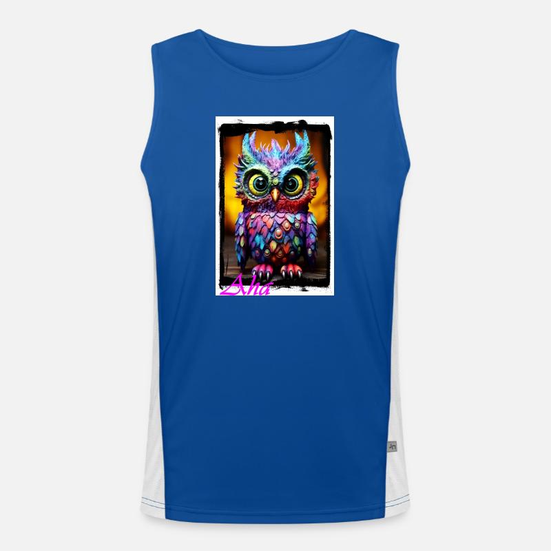 Bunte Eulenfigur mit Neonfarben Puppe Textil Funktionelles Kontrast-Tank Top für Männer 