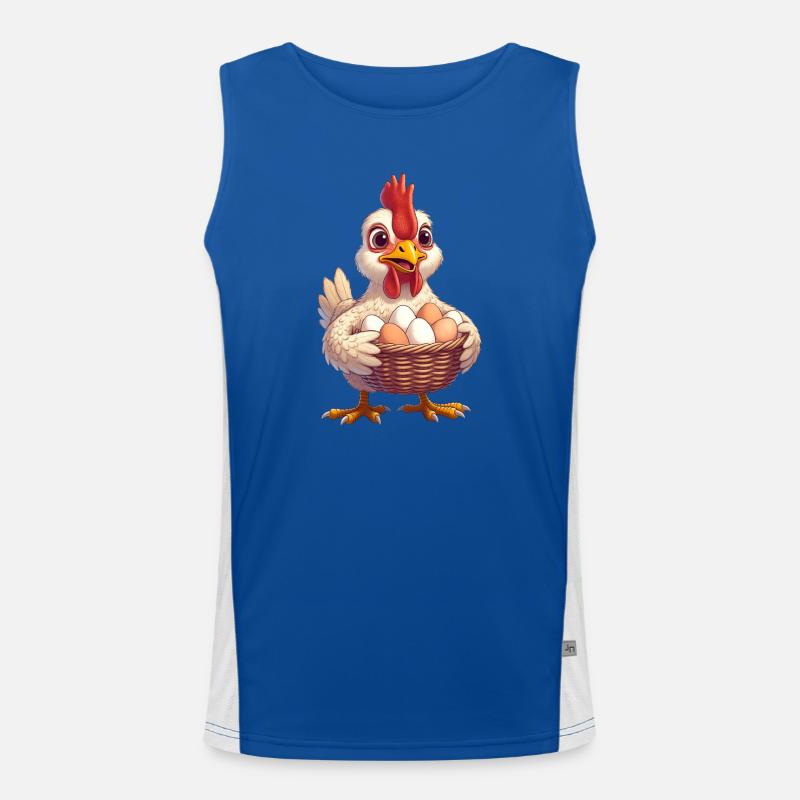 Chicken with egg basket - Men's Functional Contrast Tank Top  - royal/white