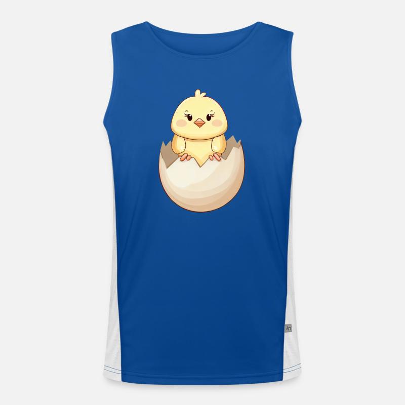 Cute kawaii chick, hatching from eggshell Men's Functional Contrast Tank Top 