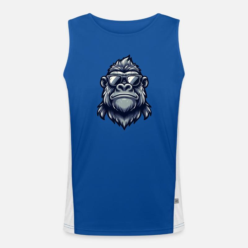 Cool Gorille Sunglasses Monkey - Men's Functional Contrast Tank Top  - royal/white