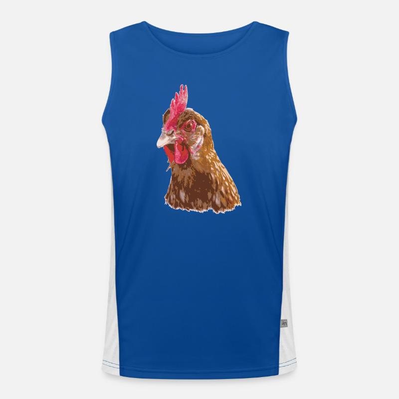 Hühnerillustration lebendigen Farben Funktionelles Kontrast-Tank Top für Männer 