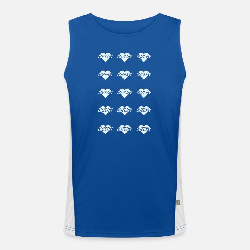 I LOVE LUCERNE Heart Pattern - Men's Functional Contrast Tank Top  - royal/white