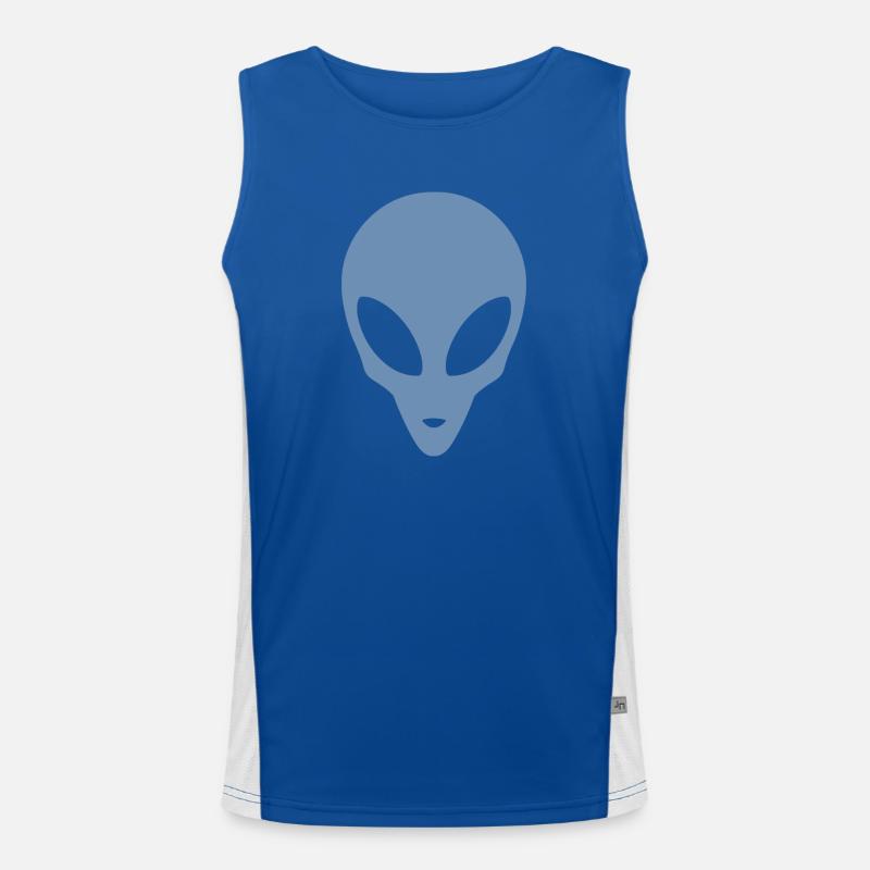 Silhouette eines Alienkopfes Funktionelles Kontrast-Tank Top für Männer 