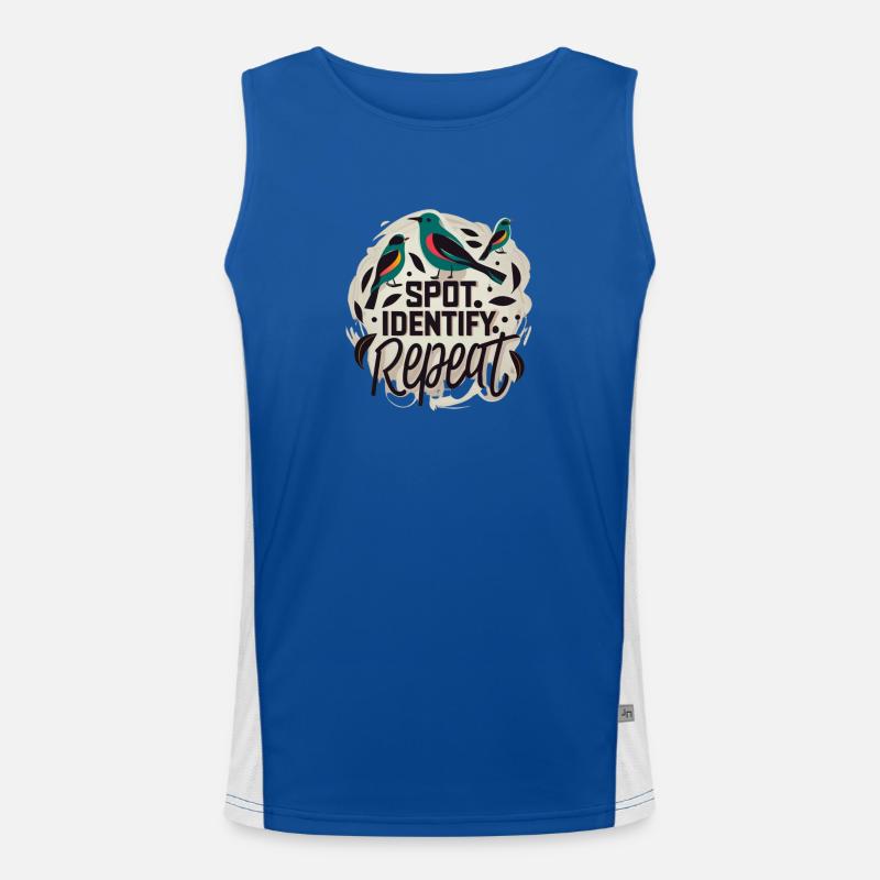 Slogan "Spot, Identify, Repeat" Funktionelles Kontrast-Tank Top für Männer 