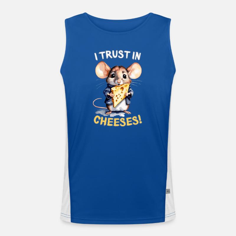 Trust in Cheese - Cute Mouse with Cheese Men's Functional Contrast Tank Top 