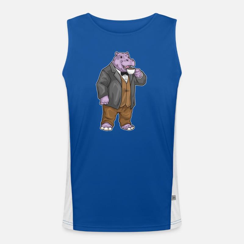 Nilpferd Kaffee Tasse Funktionelles Kontrast-Tank Top für Männer 