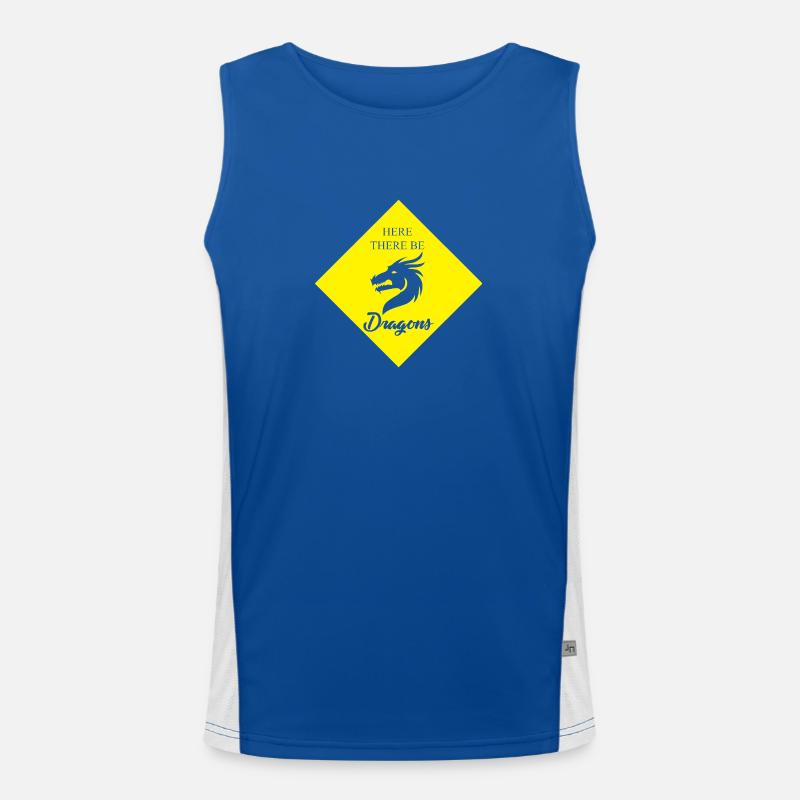 Fantasy / Drachen: Here There Be - Dragons Funktionelles Kontrast-Tank Top für Männer 