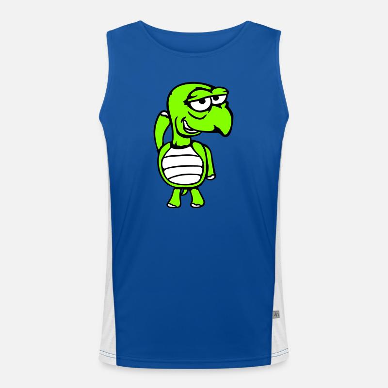 turtle mischievous funny silly shame cheeky - Men's Functional Contrast Tank Top  - royal/white