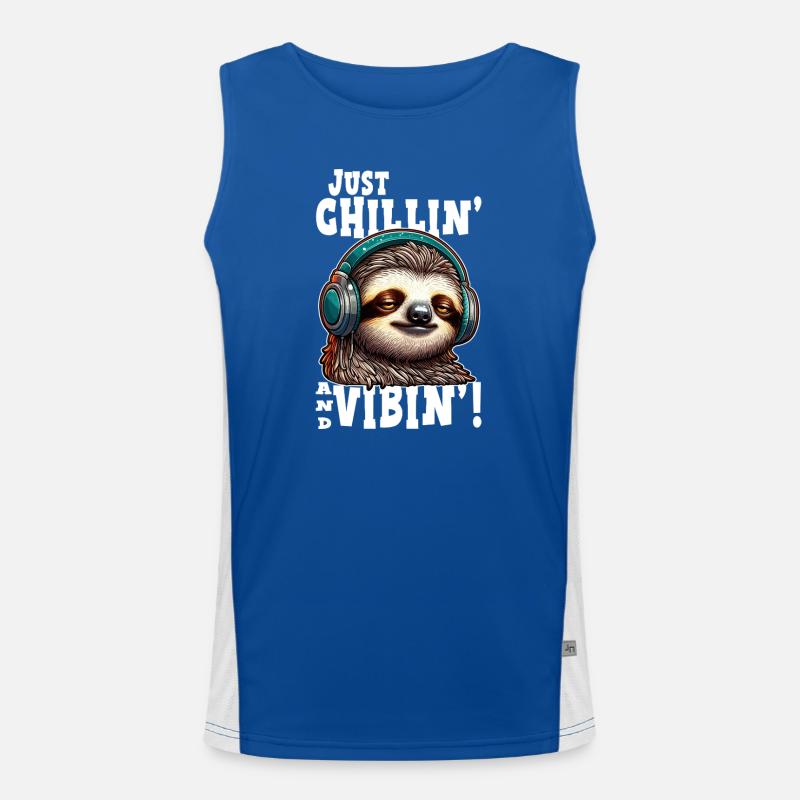 Sloth Chill Vibin graphic - Men's Functional Contrast Tank Top  - royal/white