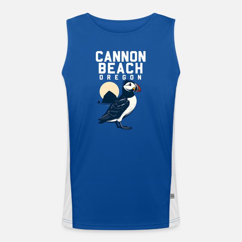 Coucher de soleil de Cannon Beach Oregon Débardeur respirant contrasté Homme 