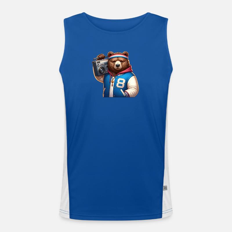 Stilisierte Illustration eines coolen Bären Funktionelles Kontrast-Tank Top für Männer 