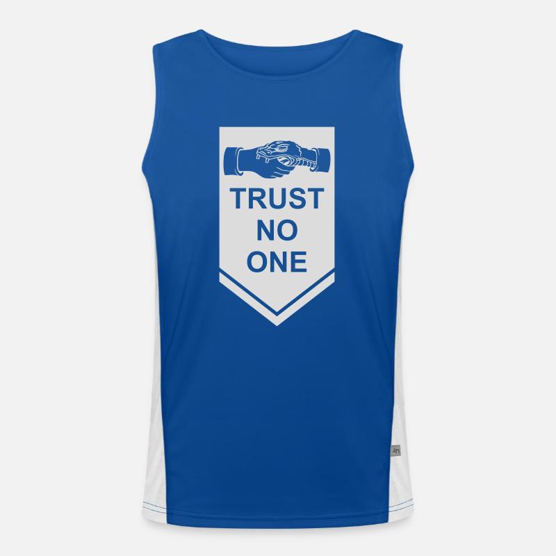 trust no one Zitat Funktionelles Kontrast-Tank Top für Männer 