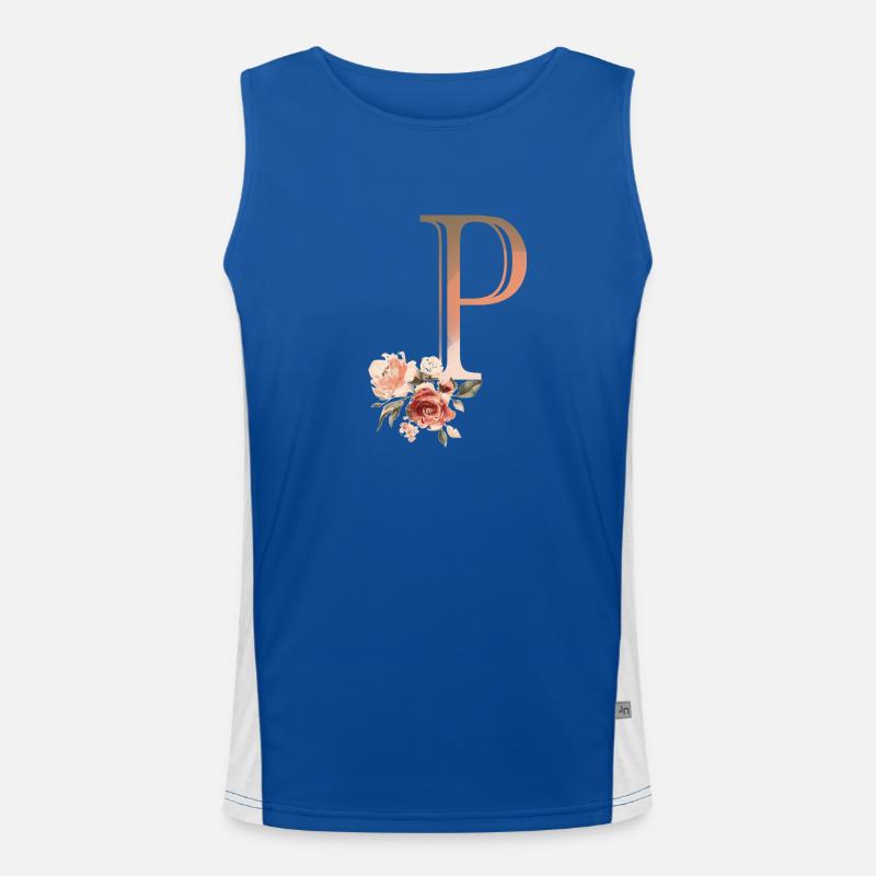 Buchstabe P mit Blumen Funktionelles Kontrast-Tank Top für Männer 