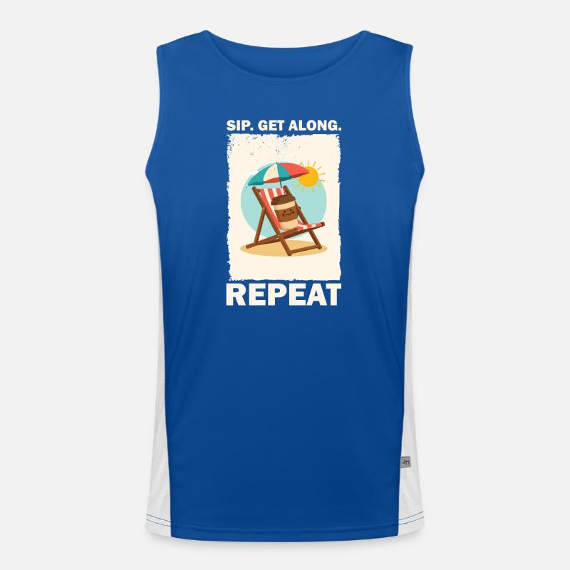 Sonniger Strandkaffee Trinkdesign Funktionelles Kontrast-Tank Top für Männer 
