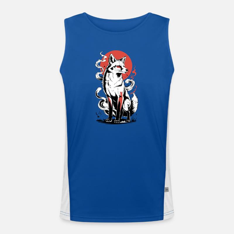Powerful fox with sun Men's Functional Contrast Tank Top 