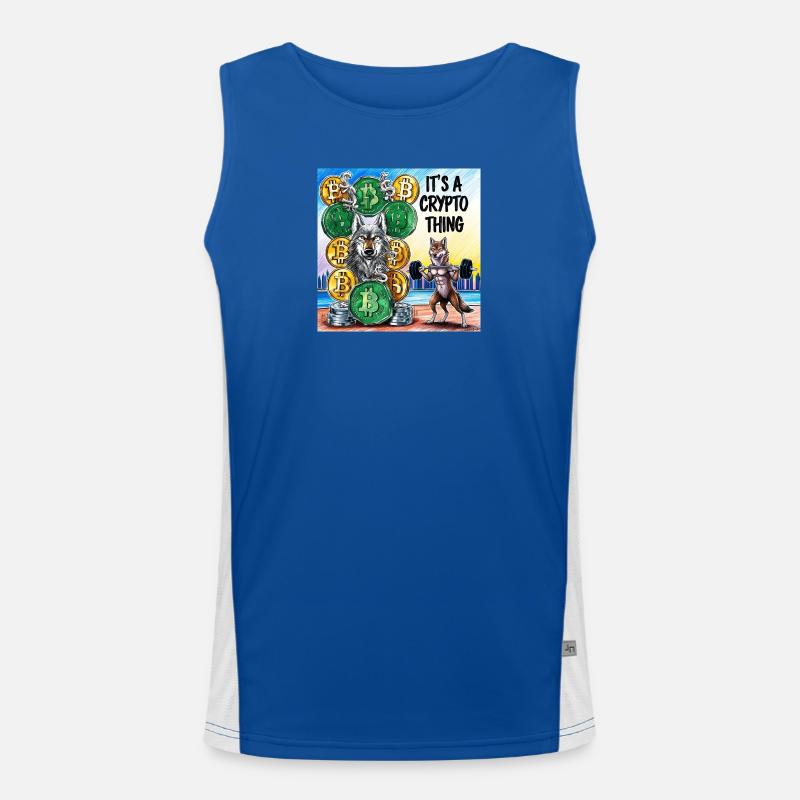 Crypto Wolf and Fox Power - Men's Functional Contrast Tank Top  - royal/white