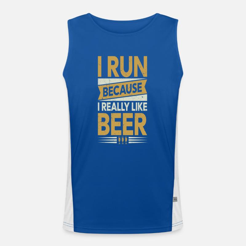 I run because i really like Beer Funktionelles Kontrast-Tank Top für Männer 