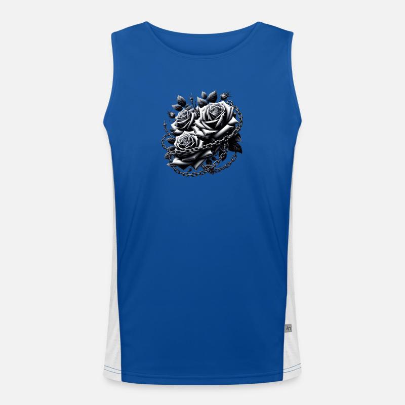 Gothic Roses Illustrations Men's Functional Contrast Tank Top 