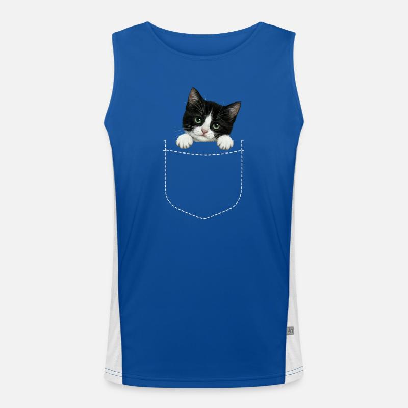 Cat Pocket jette un coup d’œil à un chat mignon dans la poche Débardeur respirant contrasté Homme 