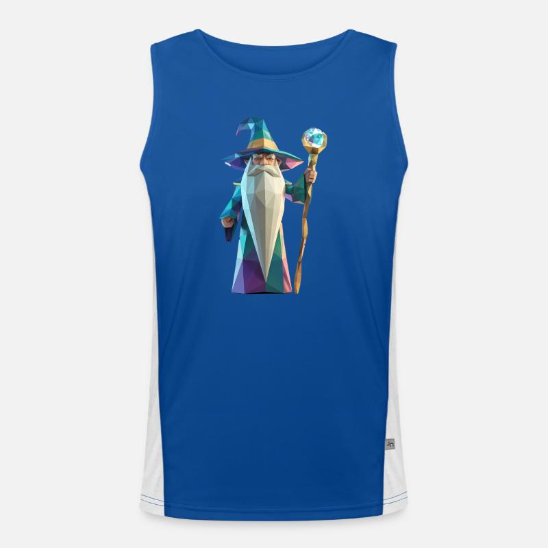 Wise Wizard - Cooles Low-Poly-Logo Funktionelles Kontrast-Tank Top für Männer 