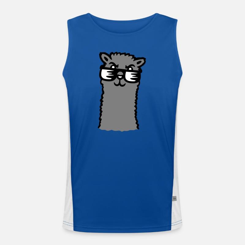 Lama Cool Sunglasses Alpaca Smug Guy - Men's Functional Contrast Tank Top  - royal/white