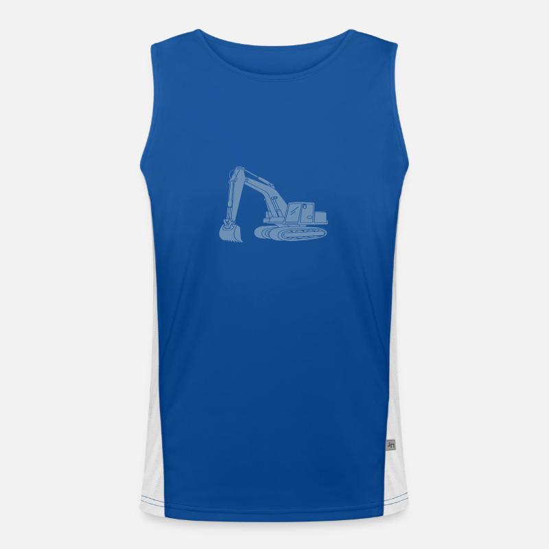 Excavator Driver Silhouette - Construction Equipment Operator Men's Functional Contrast Tank Top 